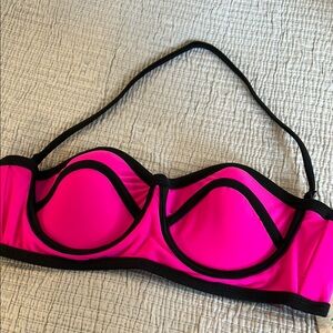 Pink and Black Women's Bikini Top